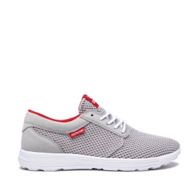 Supra Mens HAMMER RUN Lt. Grey/Risk Red/white Low Top Shoes | CA-55326